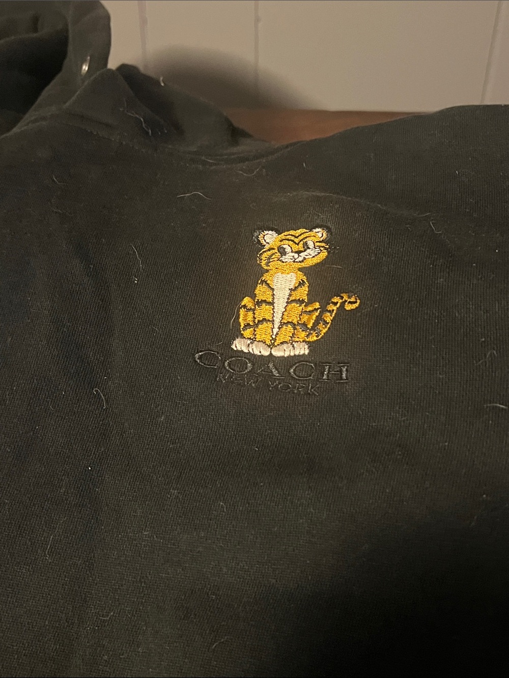Coach Black Pet Sweatshirt with Yellow Embroidered Tiger